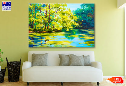 Lake In The Forest Oil Painting Wall Art Limited Edition High Quality Print