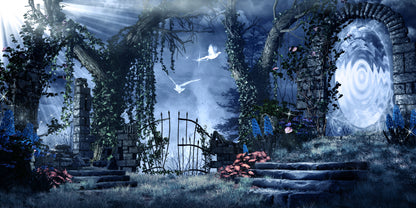 Mystic Fantasy Garden Gate Wall Art Canvas Office Home Room Framed 120x60cm