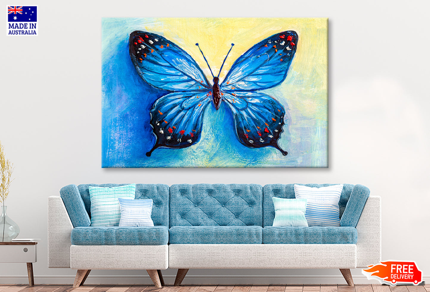 Oil Painting Of Blue Butterfly Limited Edition High Quality Print