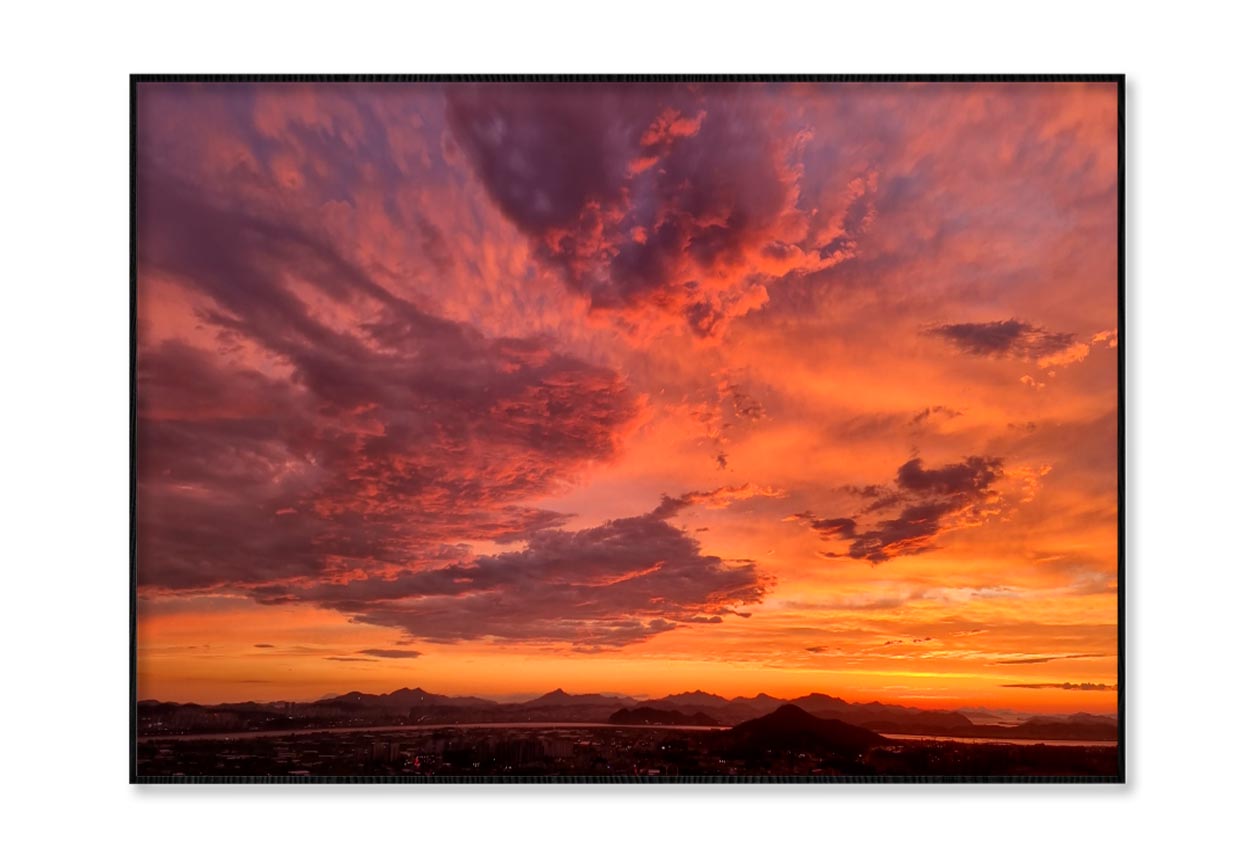 Aerial View Of Dramatic Sky in The Ranch Home Decor Premium Quality Poster Print Choose Your Sizes