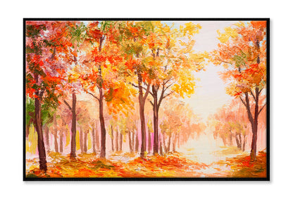 Colorful Autumn Forest Oil Painting Wall Art Limited Edition High Quality Print Canvas Box Framed Black