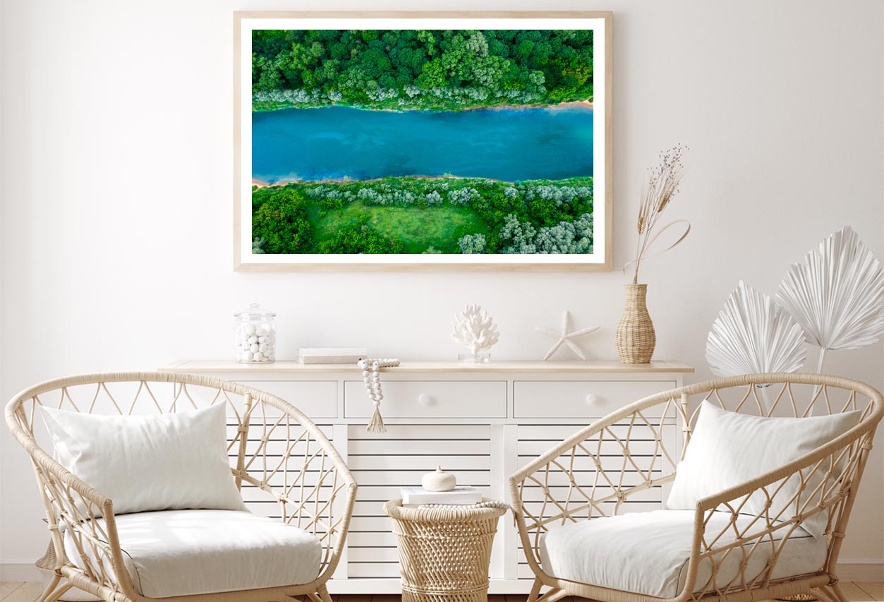 Mountain Lake With Trees Growing Around Home Decor Premium Quality Poster Print Choose Your Sizes