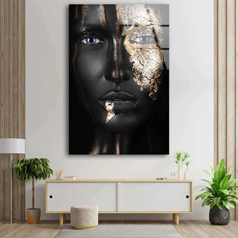 Black & Gold Makeup UV Direct Aluminum Print Australian Made Quality