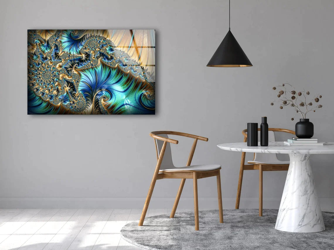 Blue & Gold Abstract UV Direct Aluminum Print Australian Made Quality