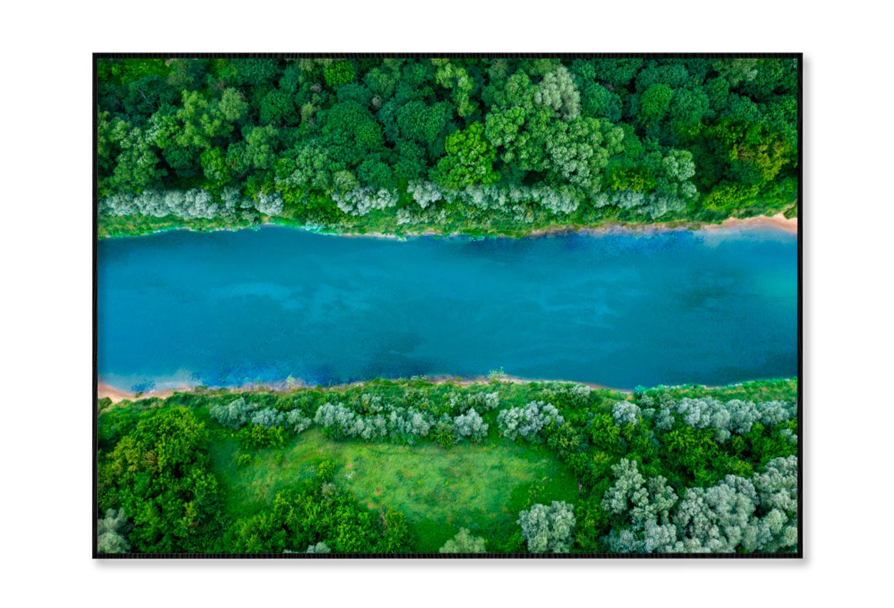 Mountain Lake With Trees Growing Around Home Decor Premium Quality Poster Print Choose Your Sizes