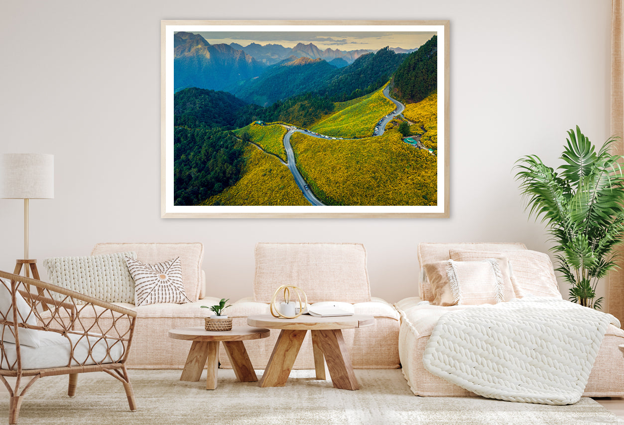 Scenic Mountain Road Winding Through Mountains Home Decor Premium Quality Poster Print Choose Your Sizes