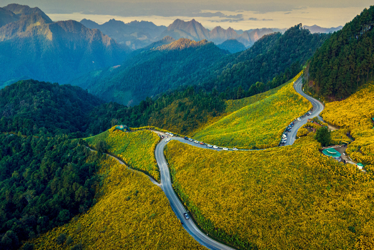 Scenic Mountain Road Winding Through Mountains Home Decor Premium Quality Poster Print Choose Your Sizes