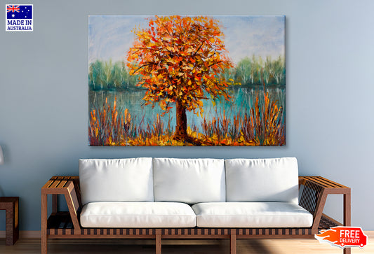 Yellow Leaves, The Reflection Of Trees Oil Painting Wall Art Limited Edition High Quality Print