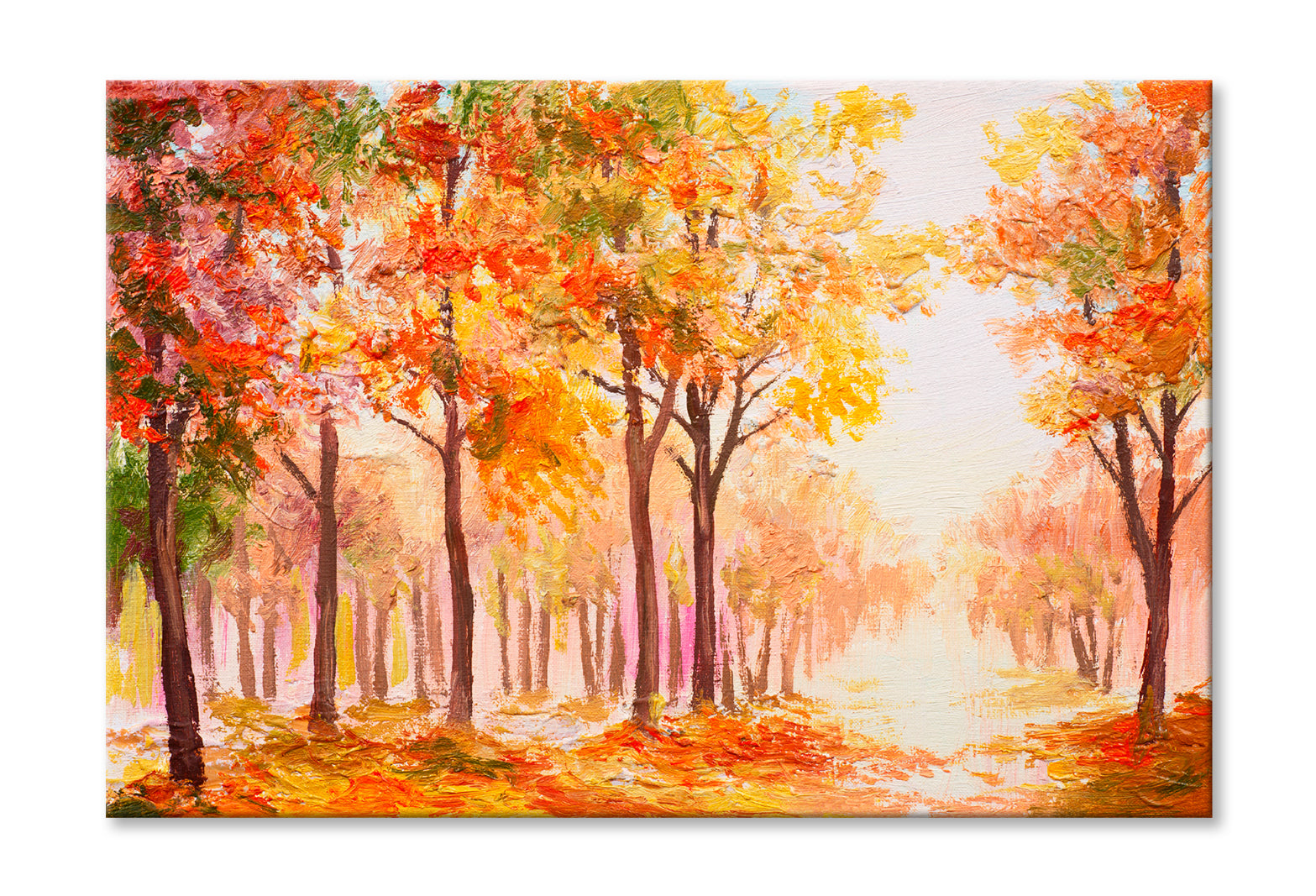 Colorful Autumn Forest Oil Painting Wall Art Limited Edition High Quality Print Stretched Canvas None