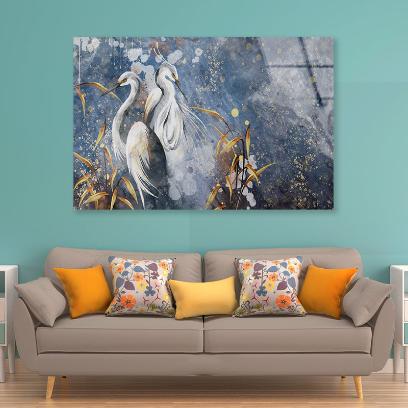 Painting Of a Group of Aquatic Birds Acrylic Glass Print Tempered Glass Wall Art 100% Made in Australia Ready to Hang