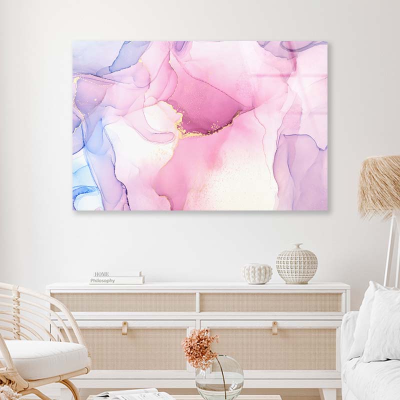 Pink & Purple Abstract Acrylic Glass Print Tempered Glass Wall Art 100% Made in Australia Ready to Hang