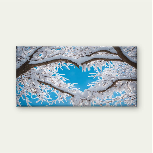 Snow Covered Winter Tree Branches Sky Wall Art Canvas Office Home Framed 120x60cm