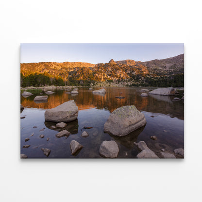 A Lake Surrounded By Rocks and Trees Print 100% Australian Made