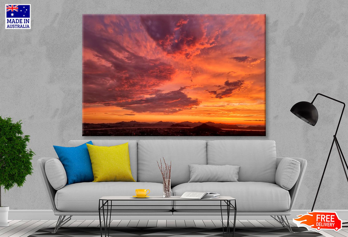 Aerial View Of Dramatic Sky in The Ranch Wall Art Decor 100% Australian Made