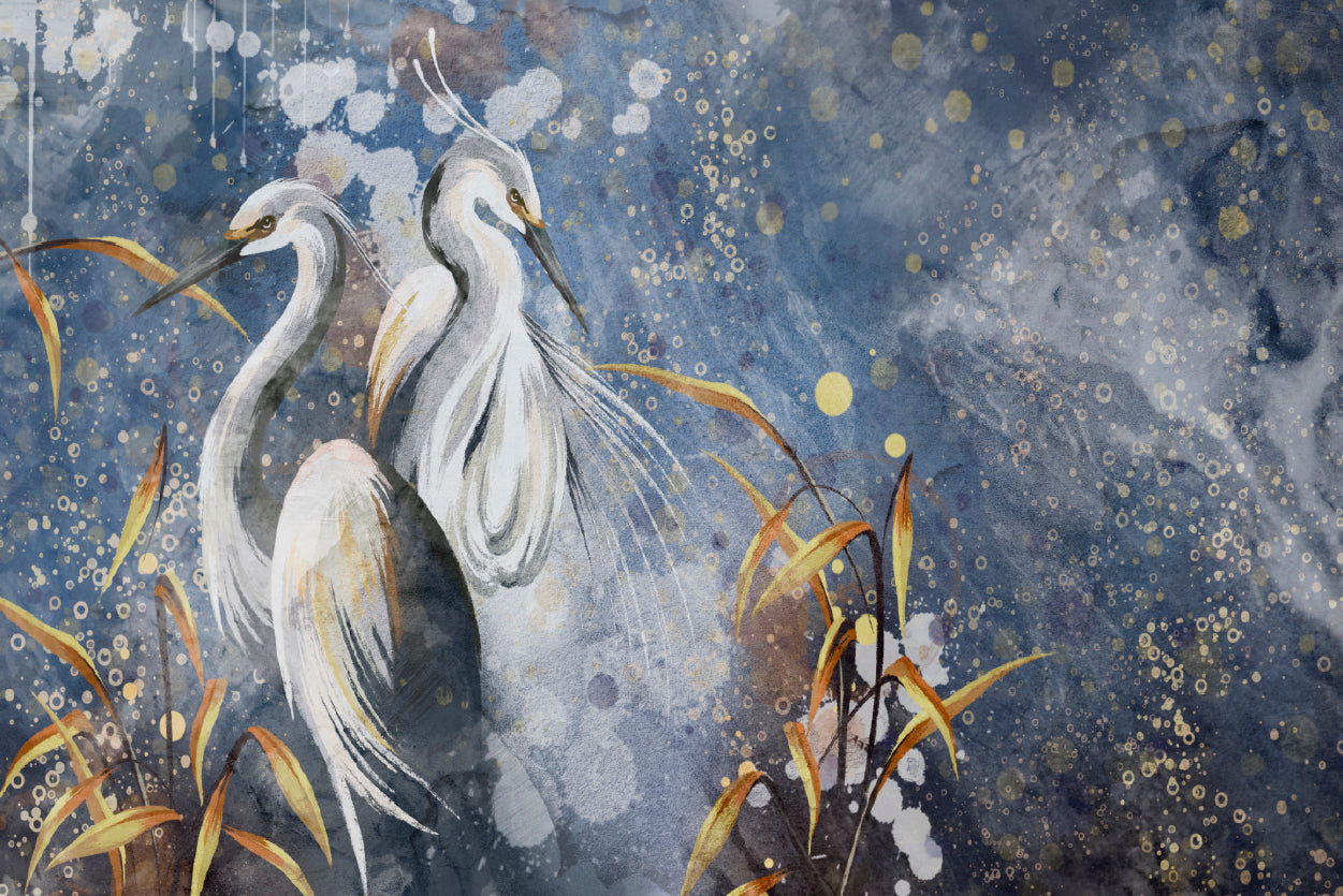 Painting Of a Group of Aquatic Birds Home Decor Premium Quality Poster Print Choose Your Sizes