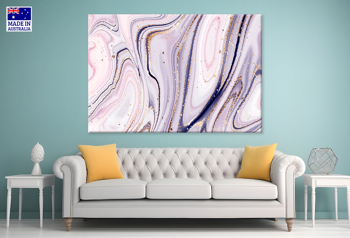 Purple Pink Marble Stone Gold Splatter Wall Art Decor 100% Australian Made