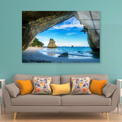 Cathedral Cove Beach New Zealand Acrylic Glass Print Tempered Glass Wall Art 100% Made in Australia Ready to Hang