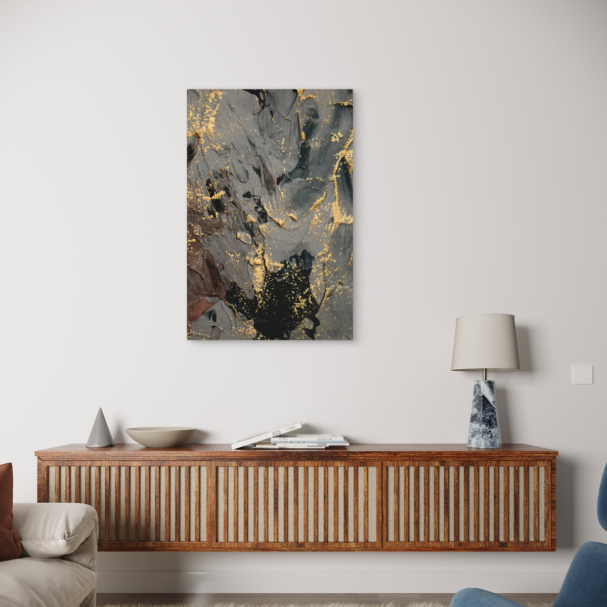 Grey Textured Foil Abstract Art 40x60cm Metal Print Ready to Hang