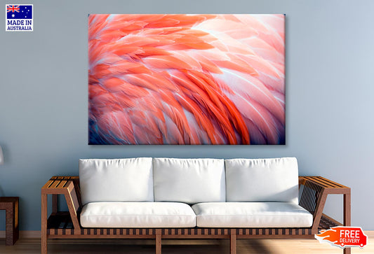 Close Up View of Pink Flamingo Feathers Wall Art Decor 100% Australian Made