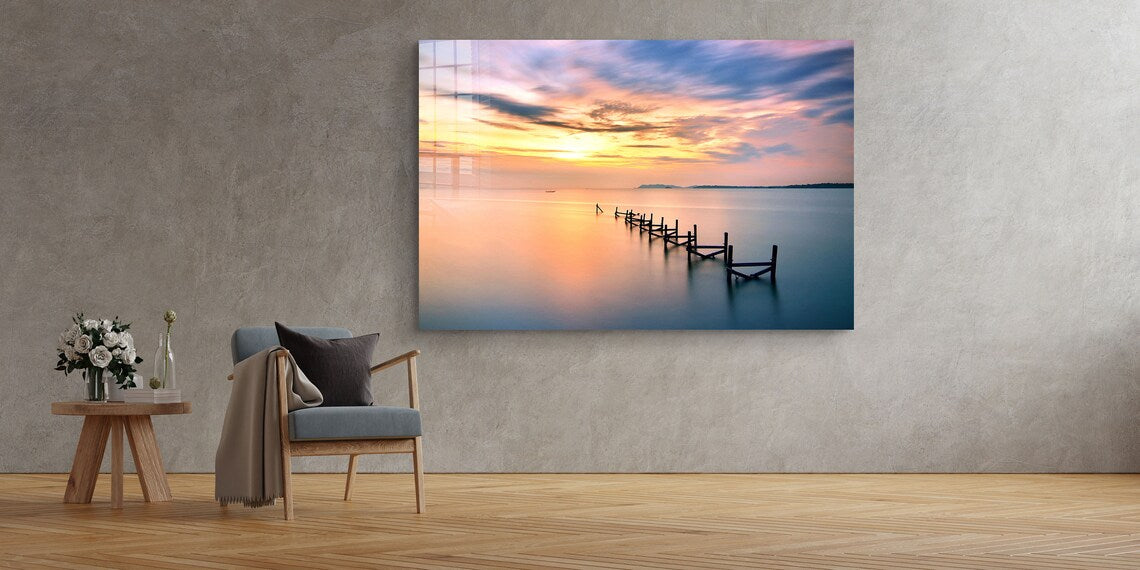 Seashore Pier Wreck UV Direct Aluminum Print Australian Made Quality