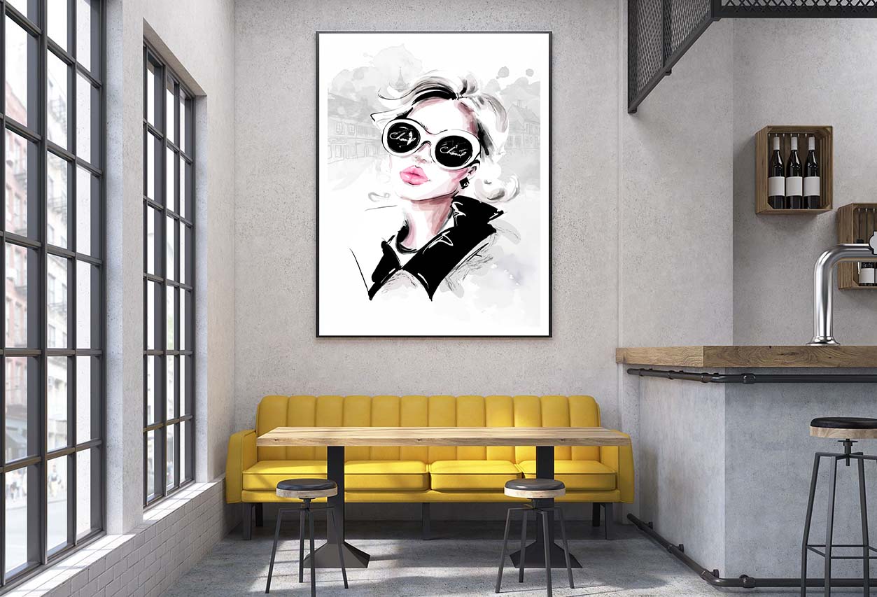 Black And White Lady with Fashion Store Design Home Decor Premium Quality Poster Print Choose Your Sizes