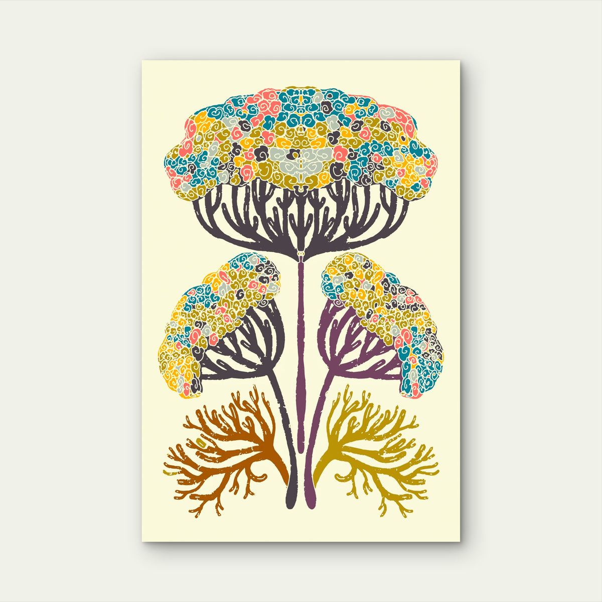 Organic Coral Floral Pattern Art 60x90cm Metal Print Ready to Hang