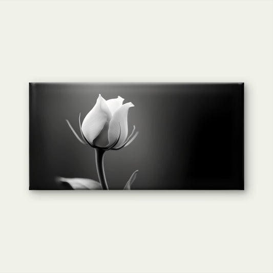 Minimalist Black White Rose Bud Wall Art Canvas Office Home Framed 120x60cm