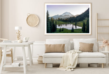 Scenic View of Lake Surrounded By Trees & Mountains Home Decor Premium Quality Poster Print Choose Your Sizes