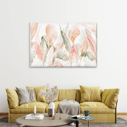 Gold and Blush Tropical Leaf Modern Botanical Wall Art Decor 100% Australian Made