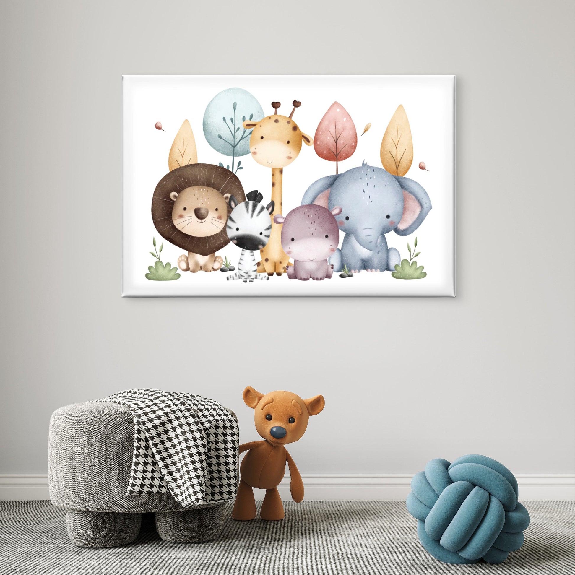 Cute Nursery Safari Animals Wall Art Decor 100% Australian Made - Bella Home Decor