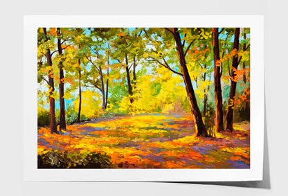 Autumn Yellow Forest Oil Painting Wall Art Limited Edition High Quality Print Unframed Roll Canvas None