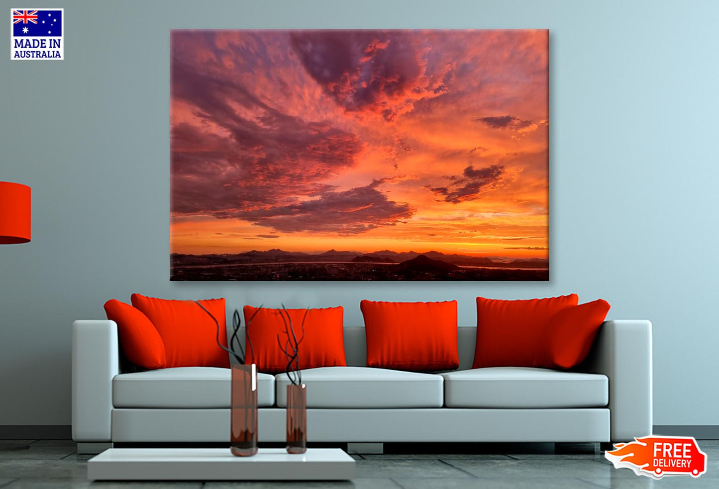 Aerial View Of Dramatic Sky in The Ranch Wall Art Decor 100% Australian Made