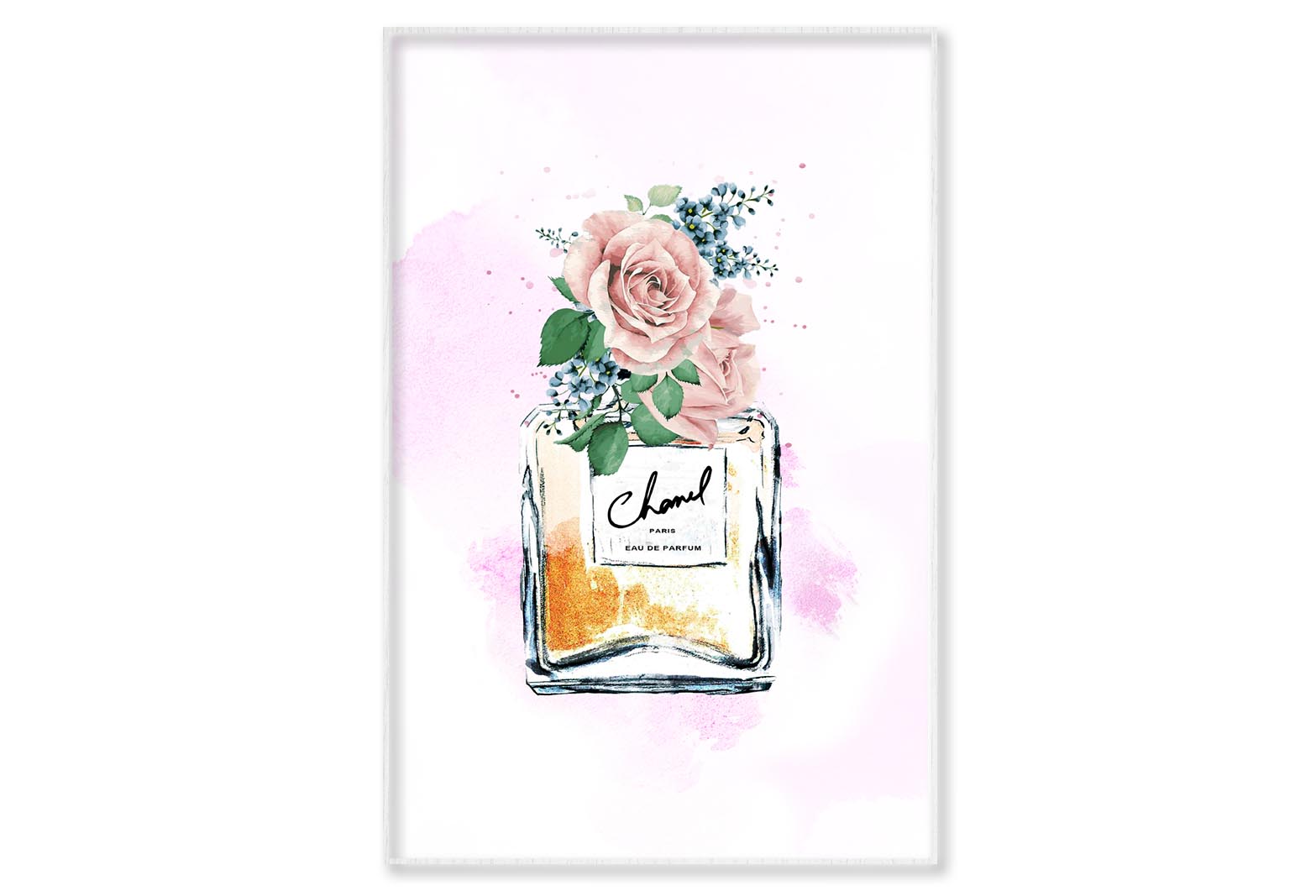 Luxury Yellow Colored Perfume Wall Art Limited Edition High Quality Print Canvas Box Framed White