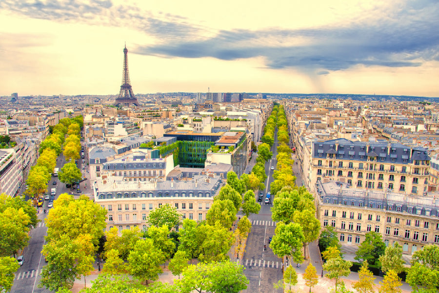 Aerial view of Paris France Print 100% Australian Made