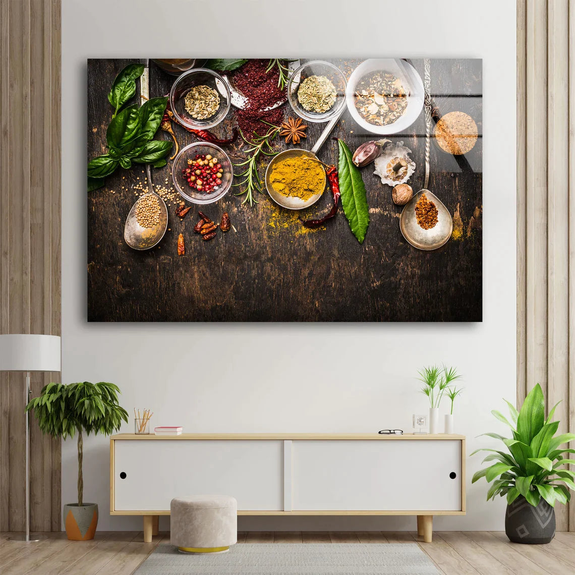 Spices on Table View UV Direct Aluminum Print Australian Made Quality