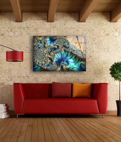 Blue & Gold Abstract UV Direct Aluminum Print Australian Made Quality