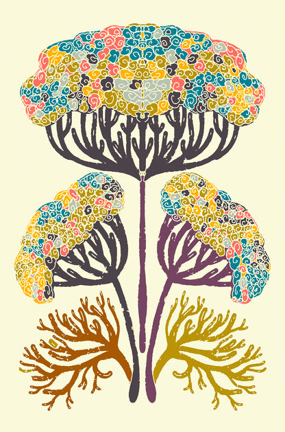 Organic Coral Floral Pattern Art 60x90cm Metal Print Ready to Hang