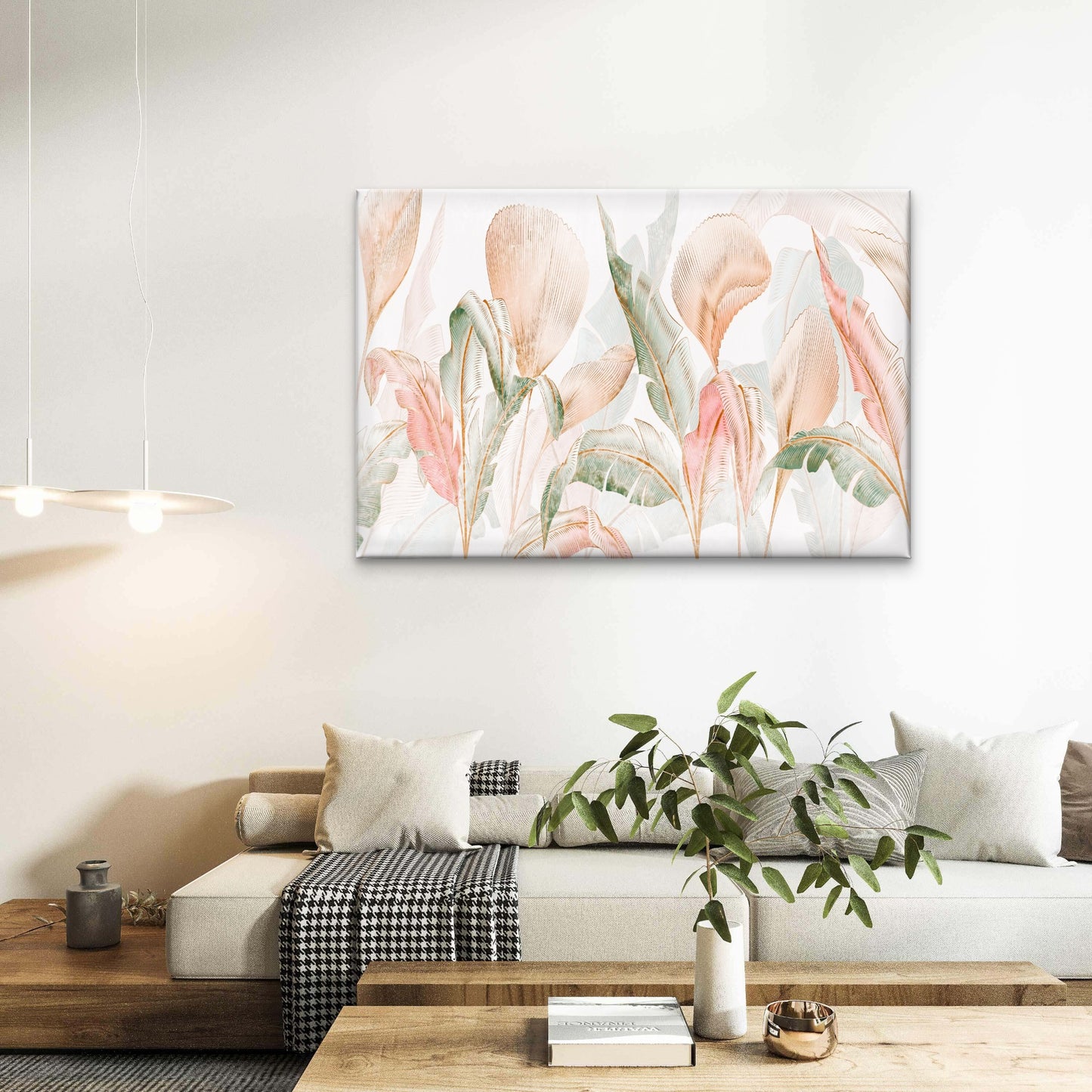 Gold and Blush Tropical Leaf Modern Botanical Wall Art Decor 100% Australian Made