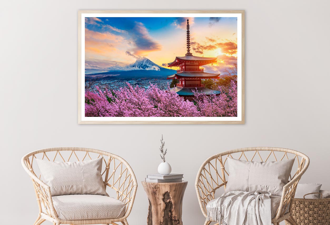 Pagoda In the Middle of a Field of Flowers Home Decor Premium Quality Poster Print Choose Your Sizes