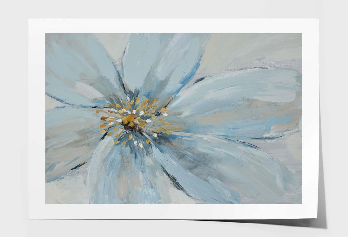 Flowers, Blooming, Light Blue Paint Wall Art Limited Edition High Quality Print