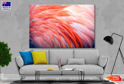 Close Up View of Pink Flamingo Feathers Wall Art Decor 100% Australian Made