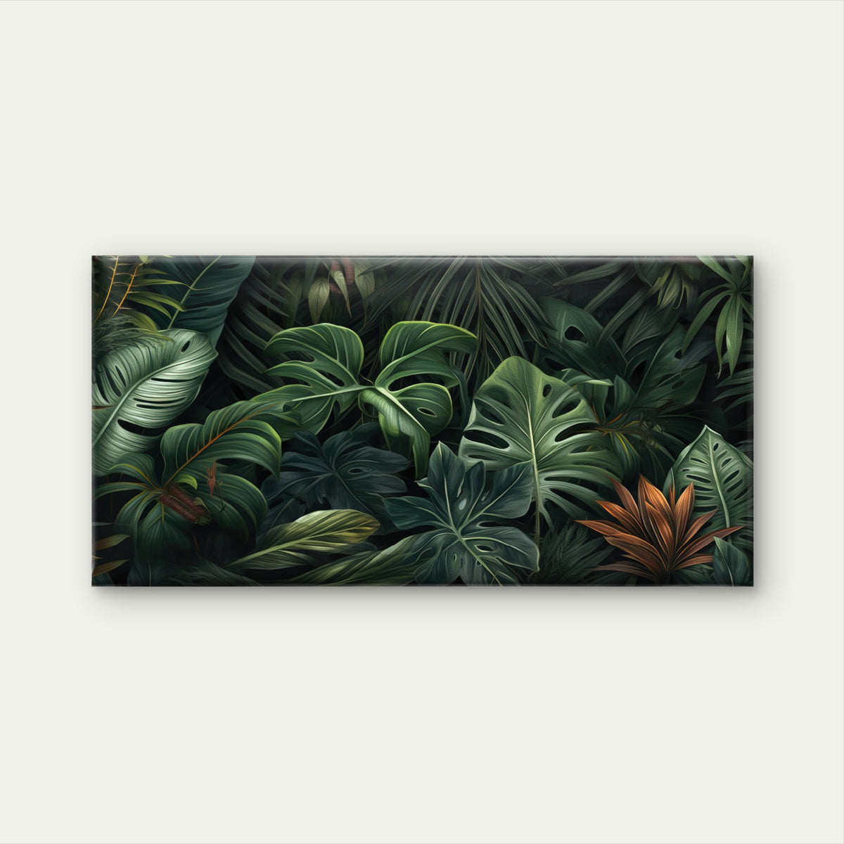 Dark Green Monstera Jungle Wall Art Canvas Office Home Room Framed 120x60cm