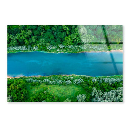 Mountain Lake With Trees Growing Around  Acrylic Glass Print Tempered Glass Wall Art 100% Made in Australia Ready to Hang