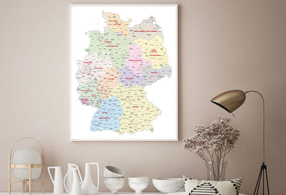 Administrative Map of Germany Home Decor Premium Quality Poster Print Choose Your Sizes