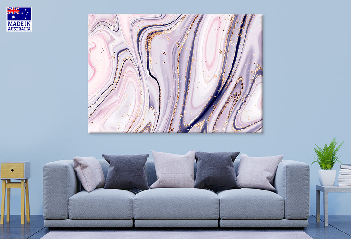 Purple Pink Marble Stone Gold Splatter Wall Art Decor 100% Australian Made