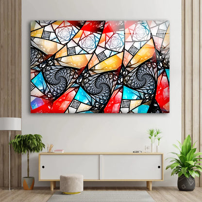 Abstract Mosaic Glass UV Direct Aluminum Print Australian Made Quality