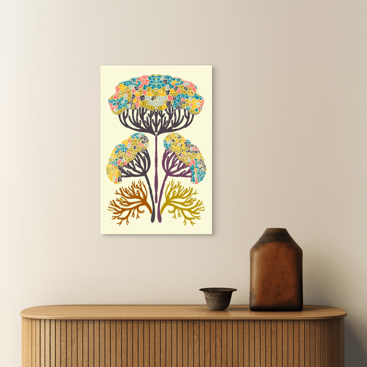 Organic Coral Floral Pattern Art 60x90cm Metal Print Ready to Hang