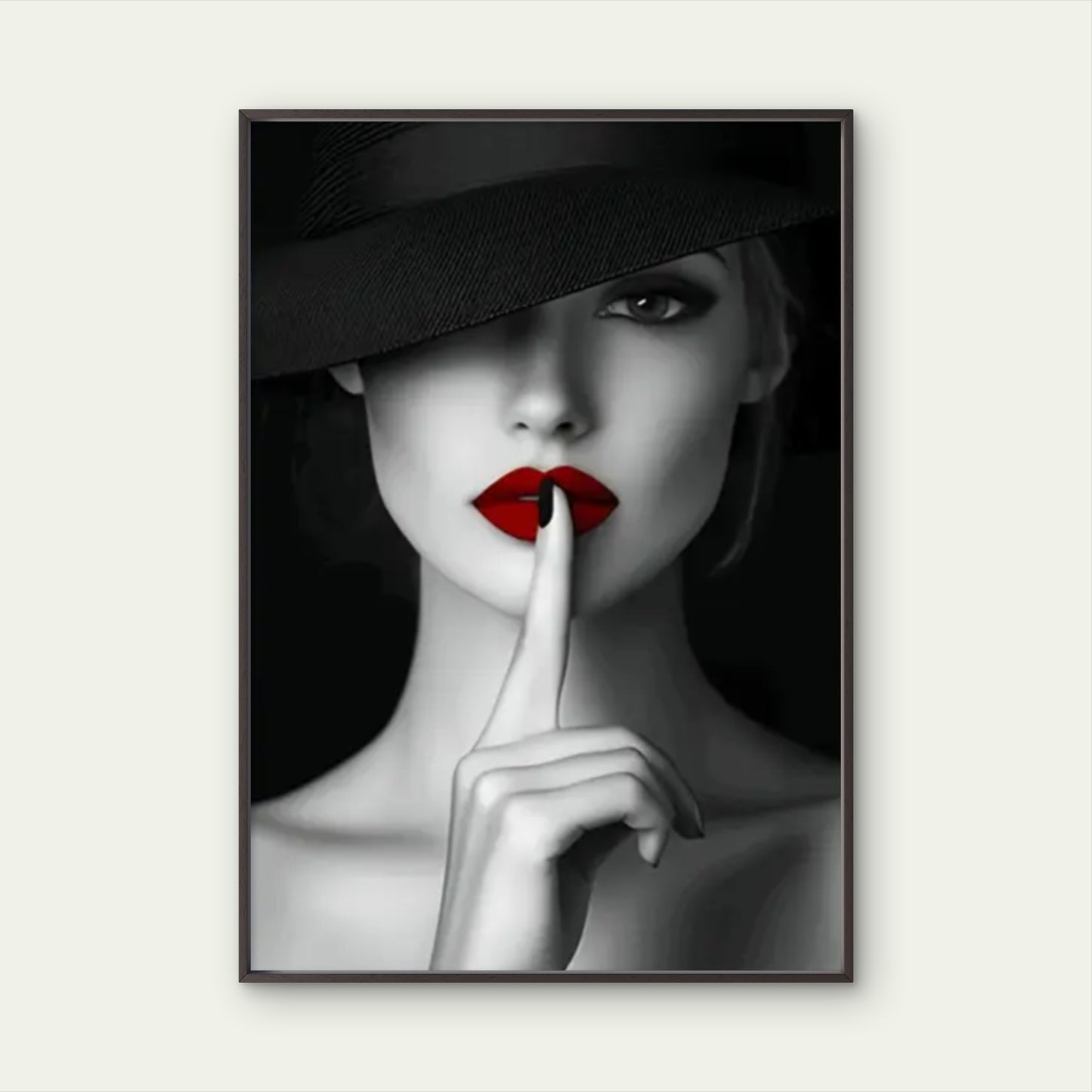 Modern Black & White Woman with Red Lipstick Fashion Home Decor Premium Quality Poster Print Choose Your Sizes