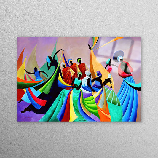 African Woman Dancers Wall Art Acrylic Glass Print Tempered Glass Wall Art 100% Made in Australia Ready to Hang