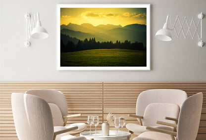 Green Grass Land with Yellow Sky Home Decor Premium Quality Poster Print Choose Your Sizes